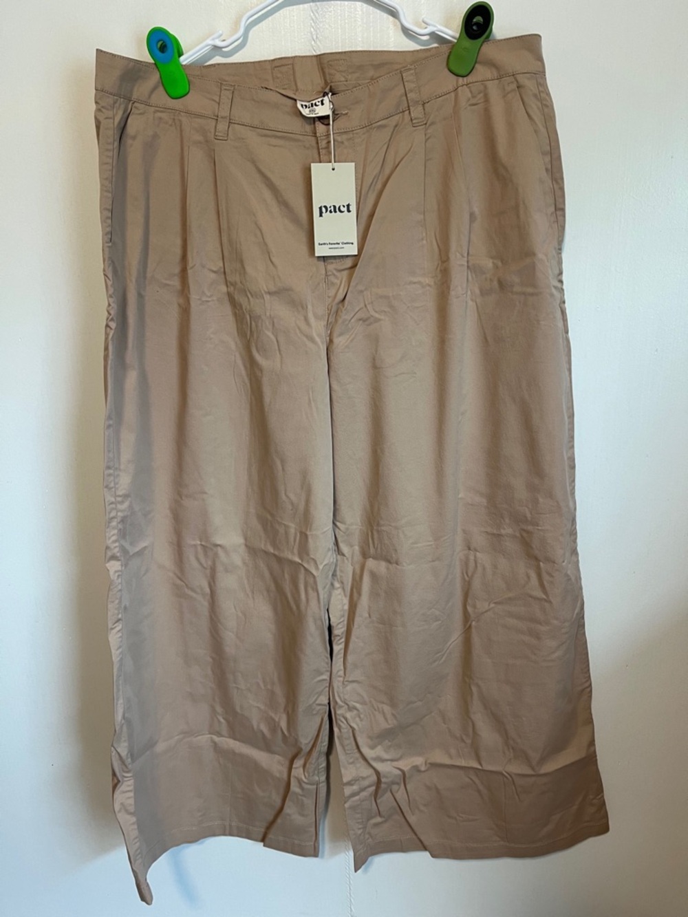 Pact Cotton Wide Leg Pants - Light Tan